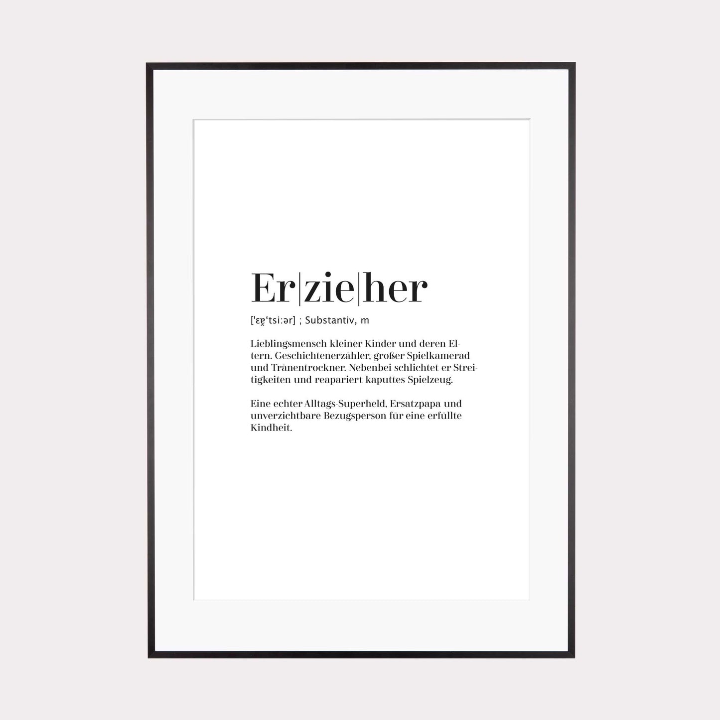 Art Print | Erzieher - Worterklärung Definition à la Duden