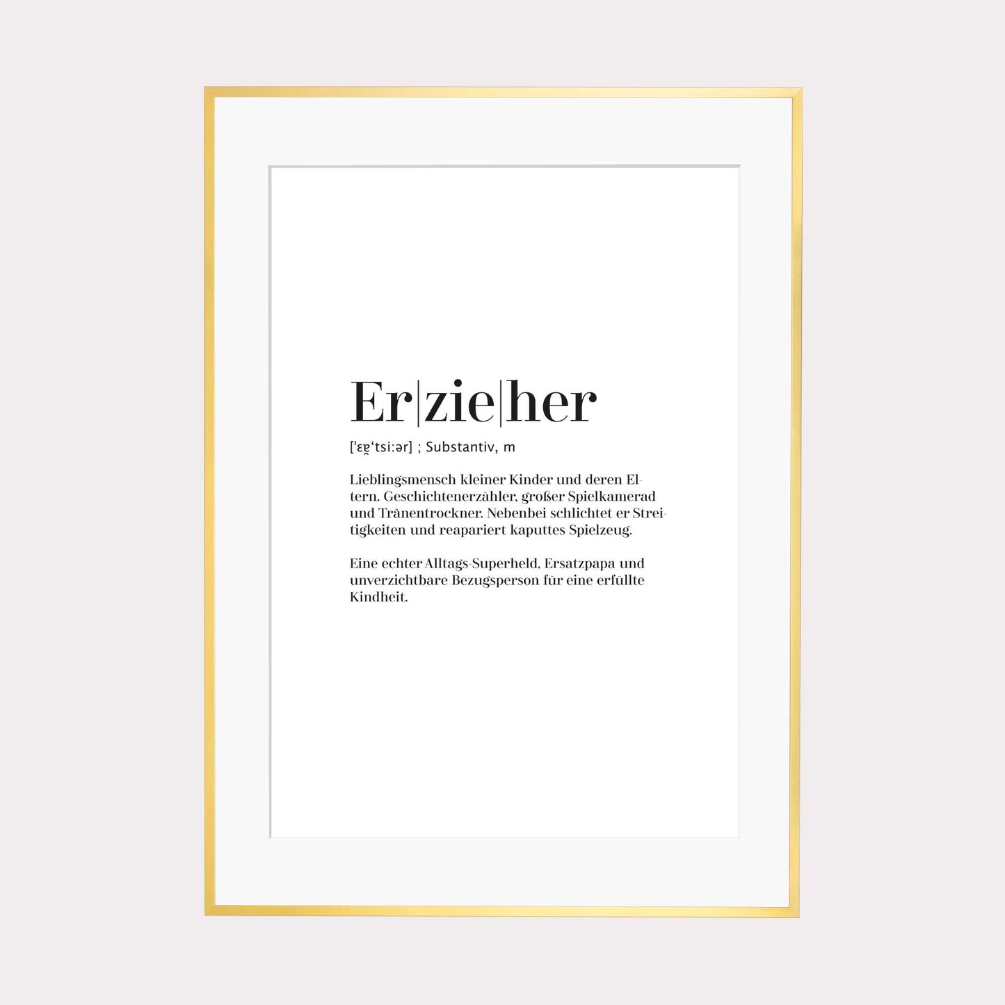 Art Print | Erzieher - Worterklärung Definition à la Duden