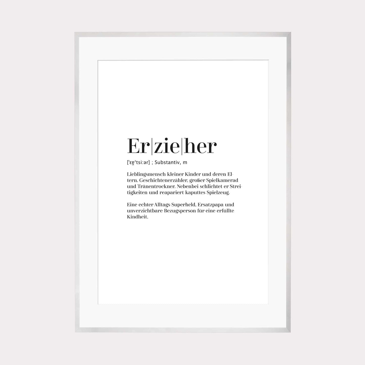 Art Print | Erzieher - Worterklärung Definition à la Duden