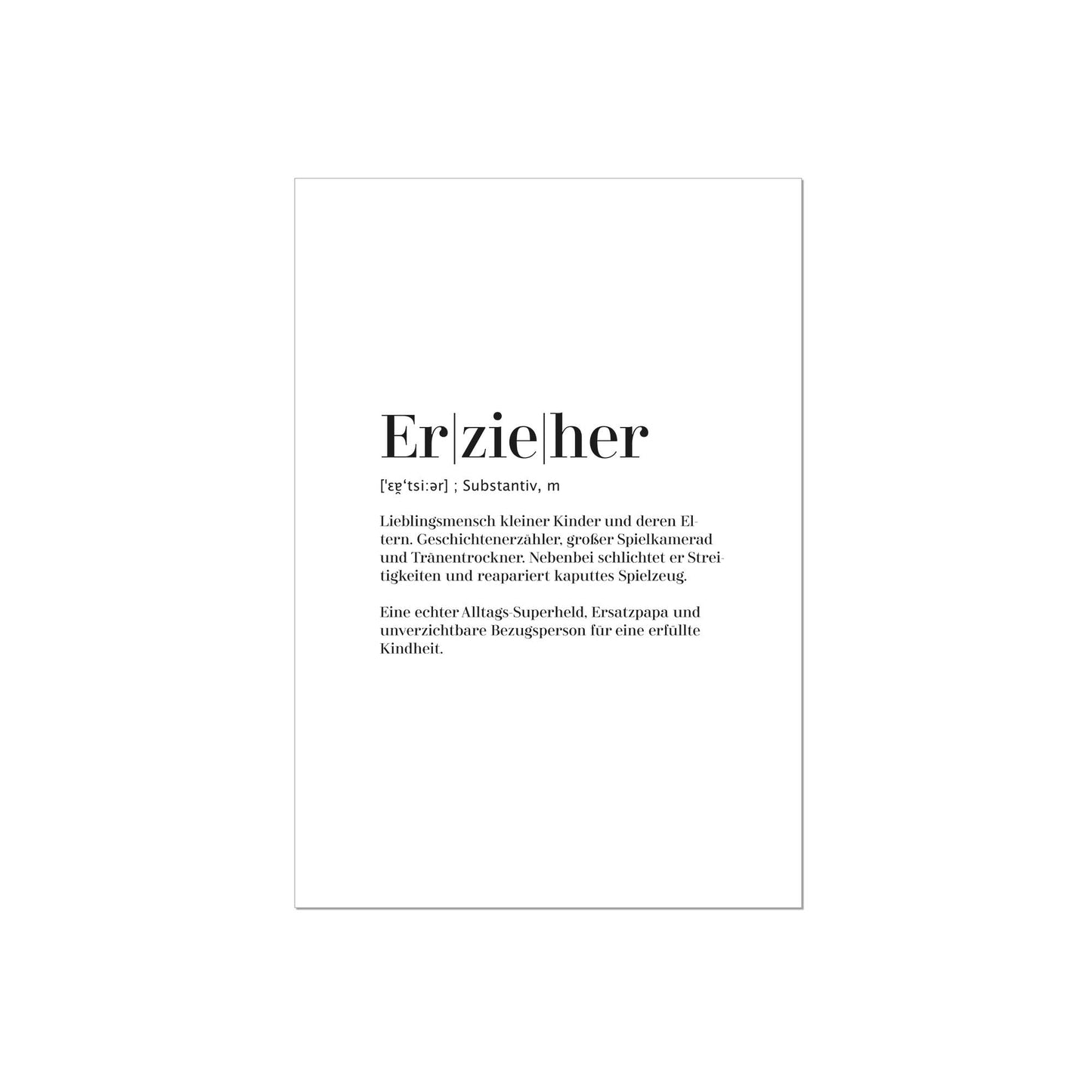 Art Print | Erzieher - Worterklärung Definition à la Duden