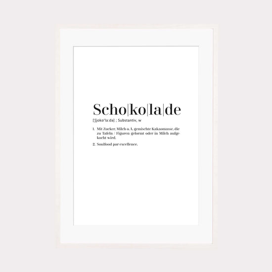 Art Print | Schokolade - Worterklärung Definition à la Duden