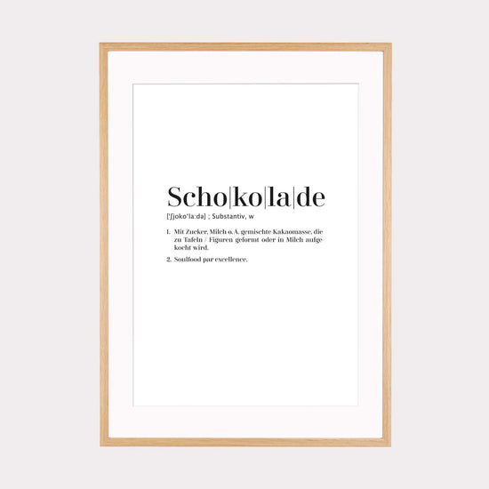 Art Print | Schokolade - Worterklärung Definition à la Duden