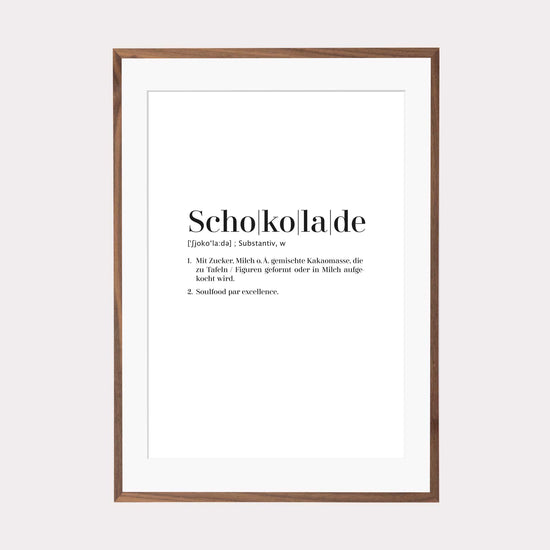 Art Print | Schokolade - Worterklärung Definition à la Duden