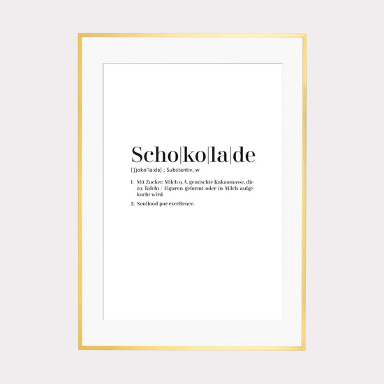 Art Print | Schokolade - Worterklärung Definition à la Duden