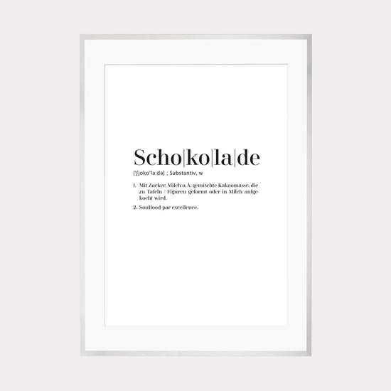 Art Print | Schokolade - Worterklärung Definition à la Duden