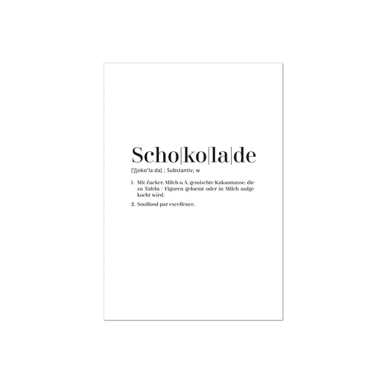 Art Print | Schokolade - Worterklärung Definition à la Duden