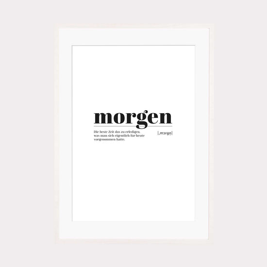 Art Print | morgen - Worterklärung Definition à la Duden