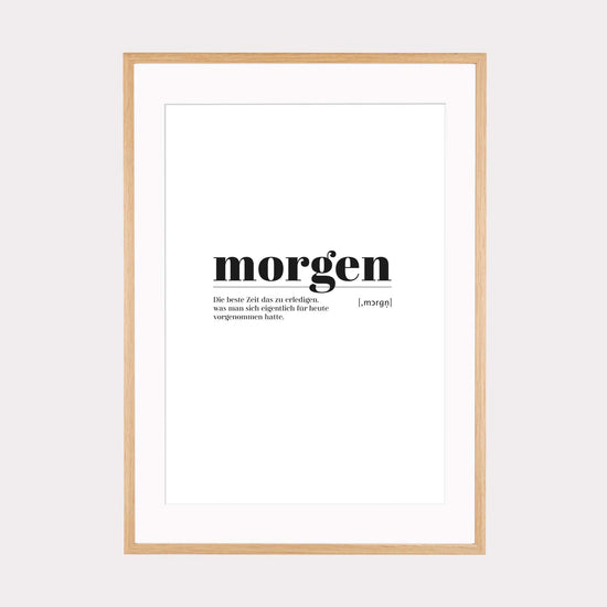 Art Print | morgen - Worterklärung Definition à la Duden