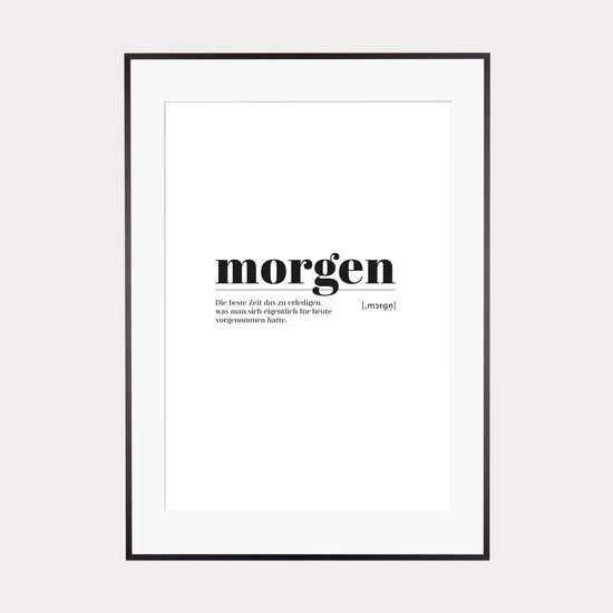 Art Print | morgen - Worterklärung Definition à la Duden