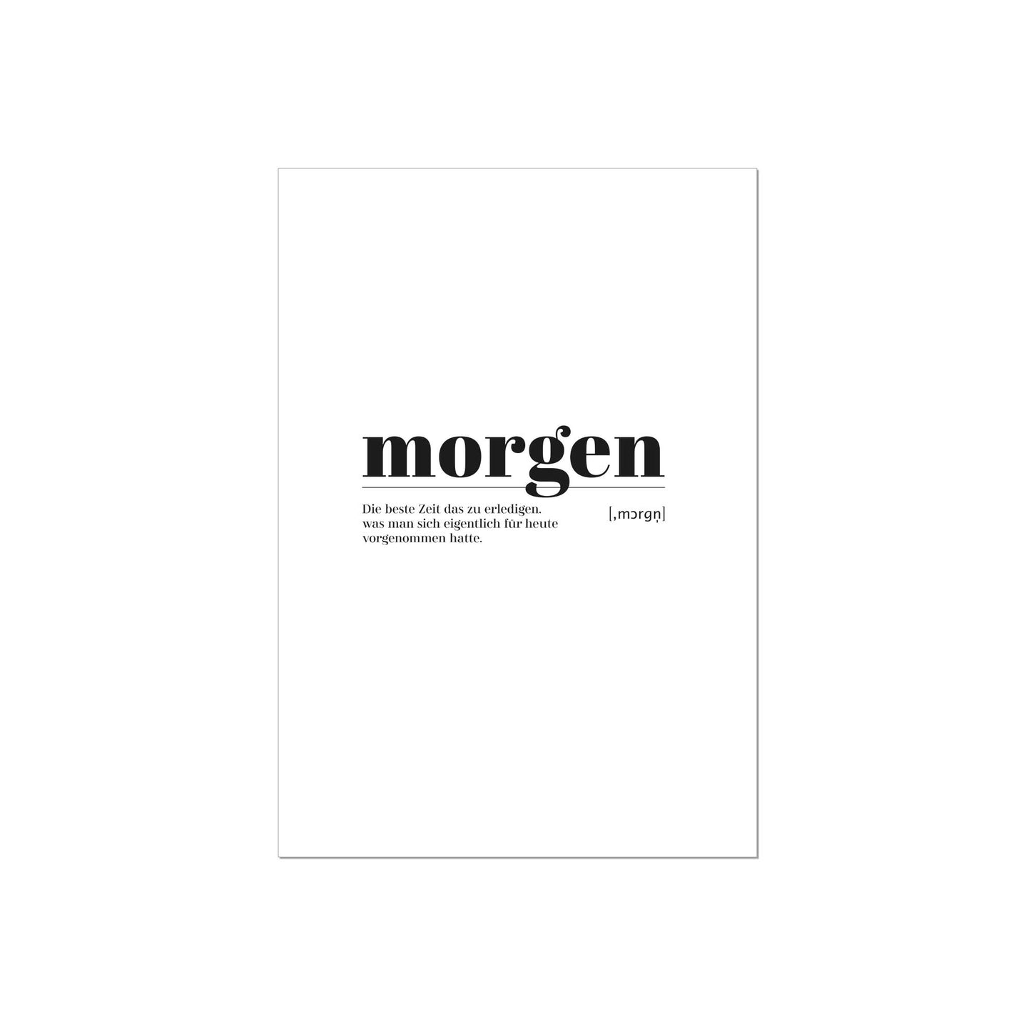 Art Print | morgen - Worterklärung Definition à la Duden