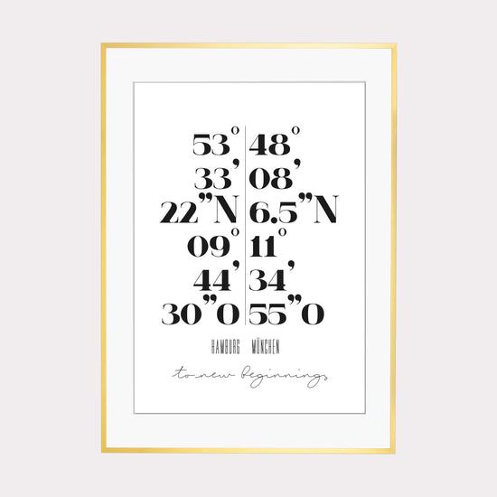 Print personalisierbar | Doppel-Koordinaten "to new beginnings"