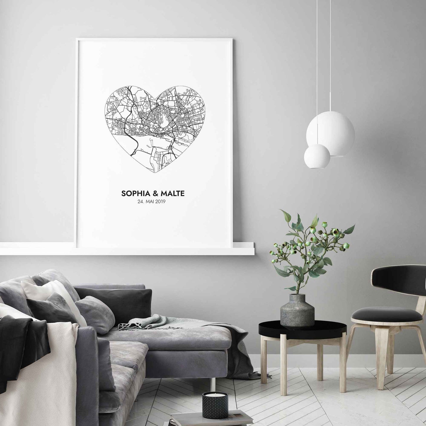 Print personalisierbar | Heart Map Koordinaten