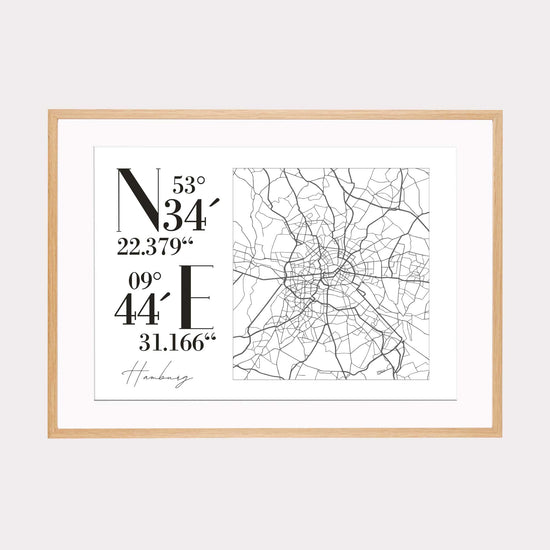 Print personalisierbar | CityMap Koordinaten Querformat