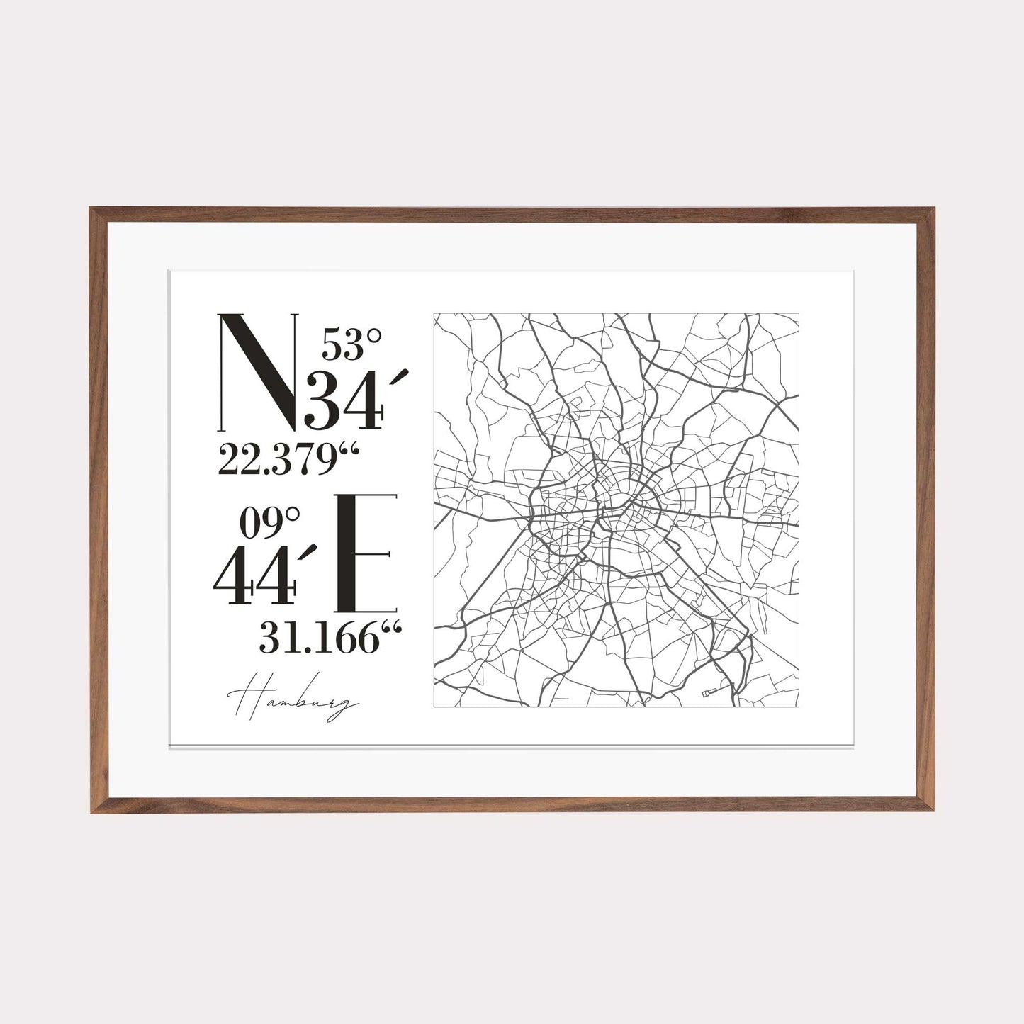 Print personalisierbar | CityMap Koordinaten Querformat