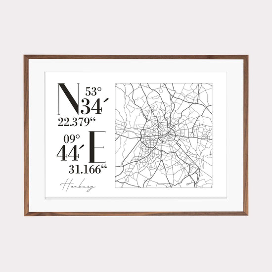 Print personalisierbar | CityMap Koordinaten Querformat