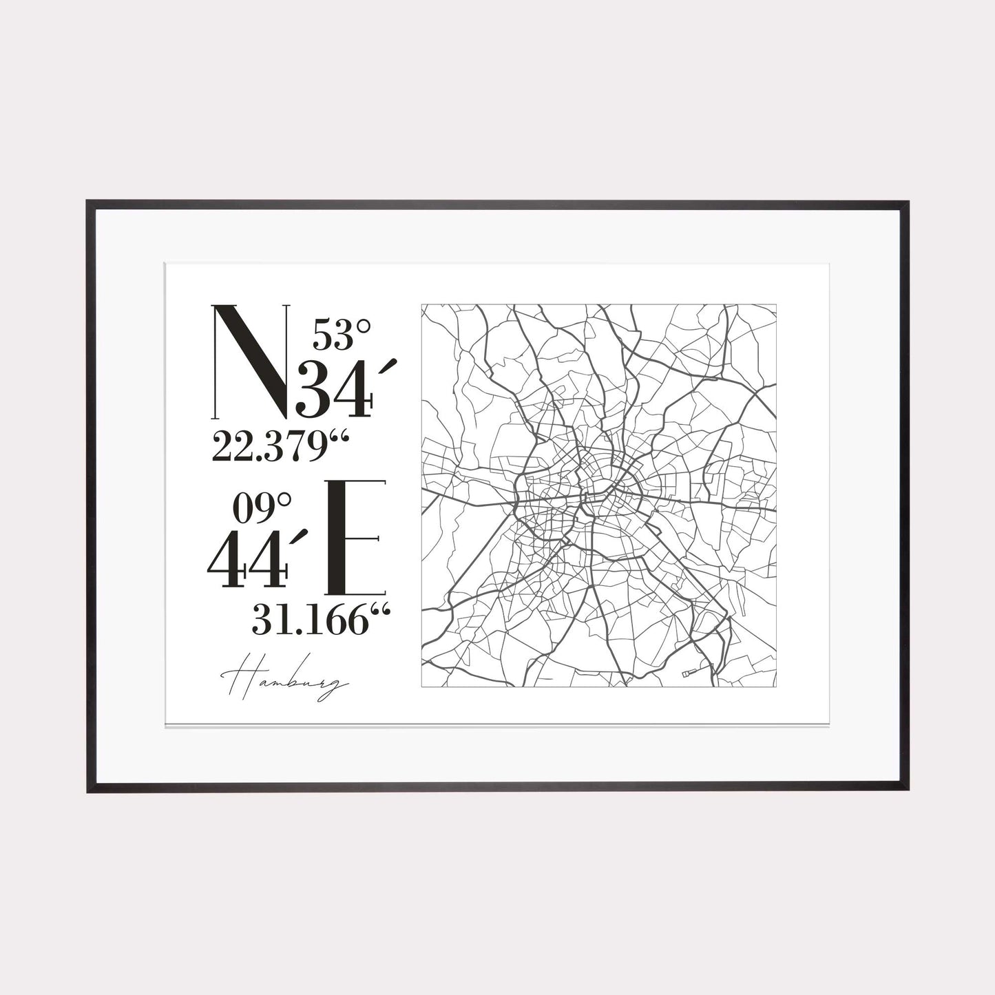 Print personalisierbar | CityMap Koordinaten Querformat