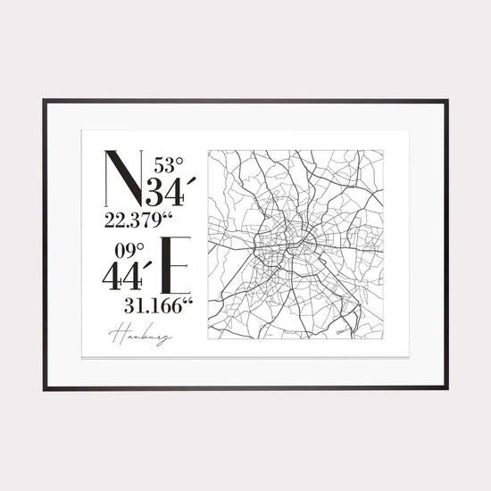 Print personalisierbar | CityMap Koordinaten Querformat