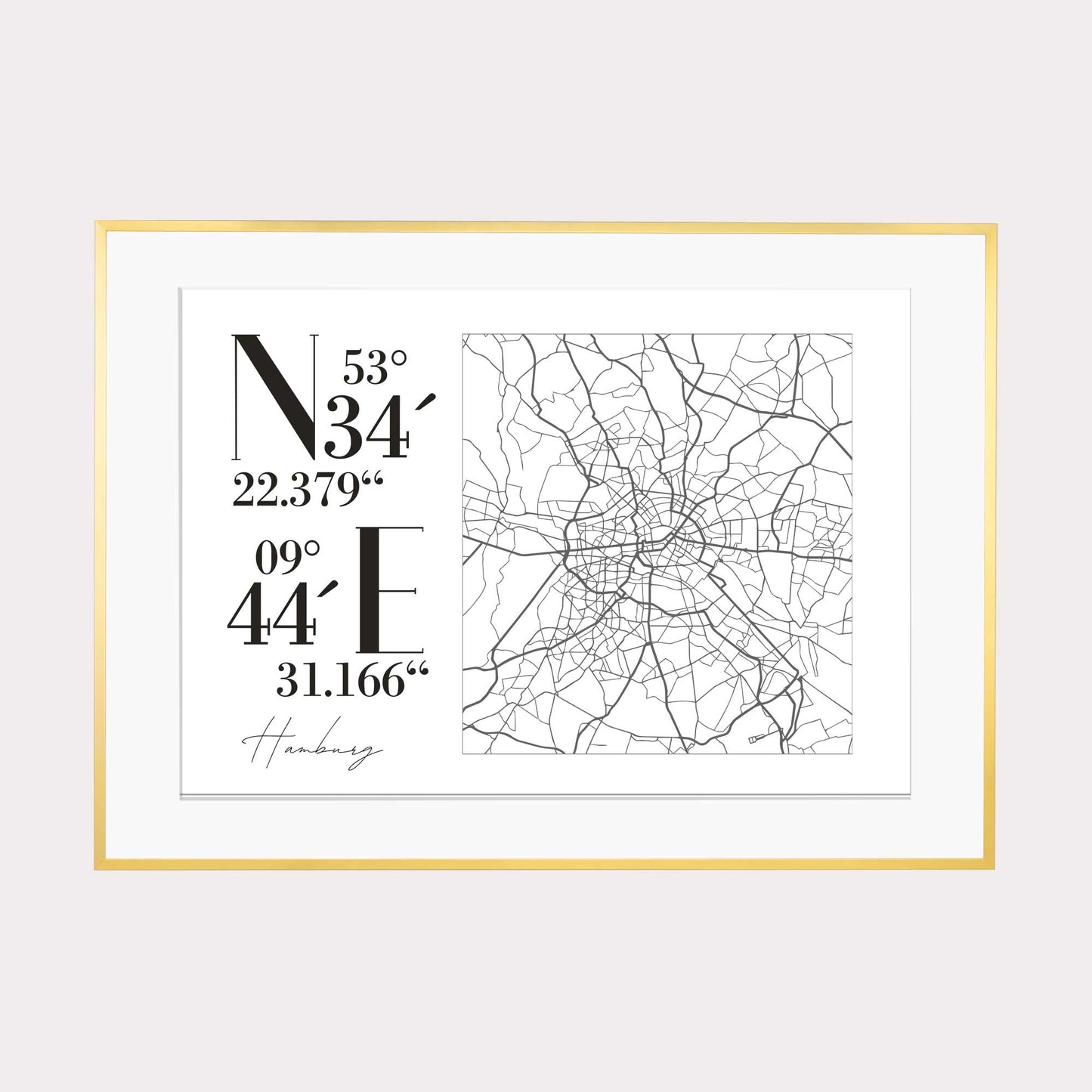 Print personalisierbar | CityMap Koordinaten Querformat