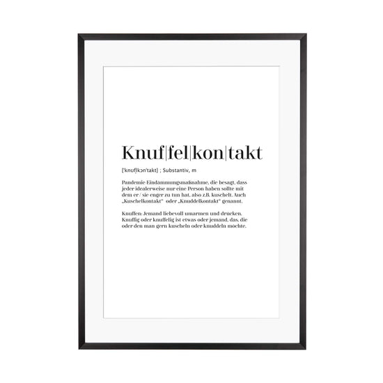 Art Print | Knuffelkontakt - Worterklärung Definition à la Duden