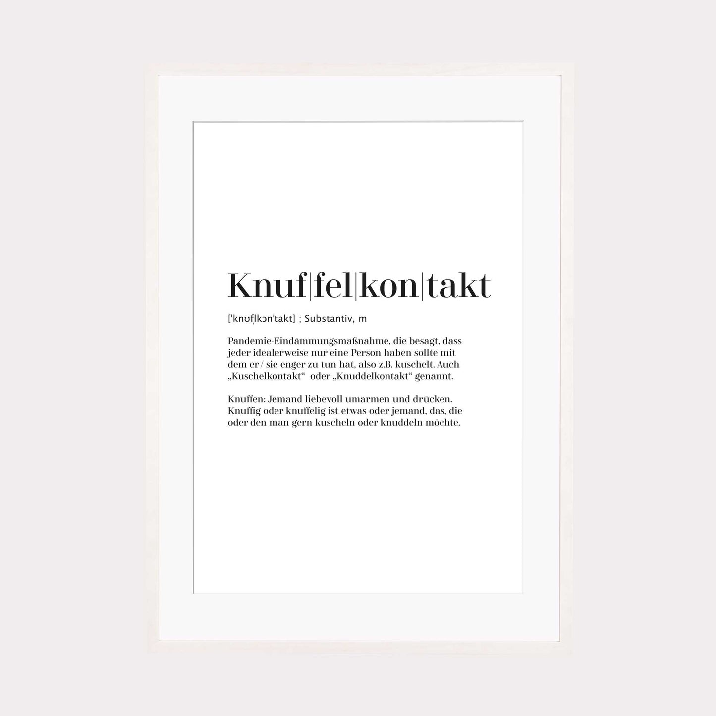 Art Print | Knuffelkontakt - Worterklärung Definition à la Duden