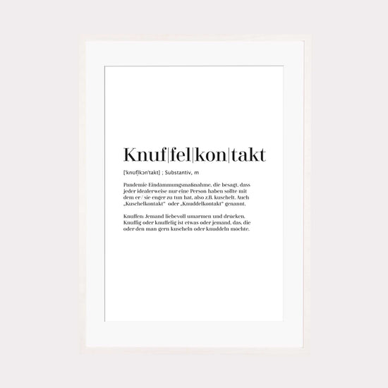 Art Print | Knuffelkontakt - Worterklärung Definition à la Duden