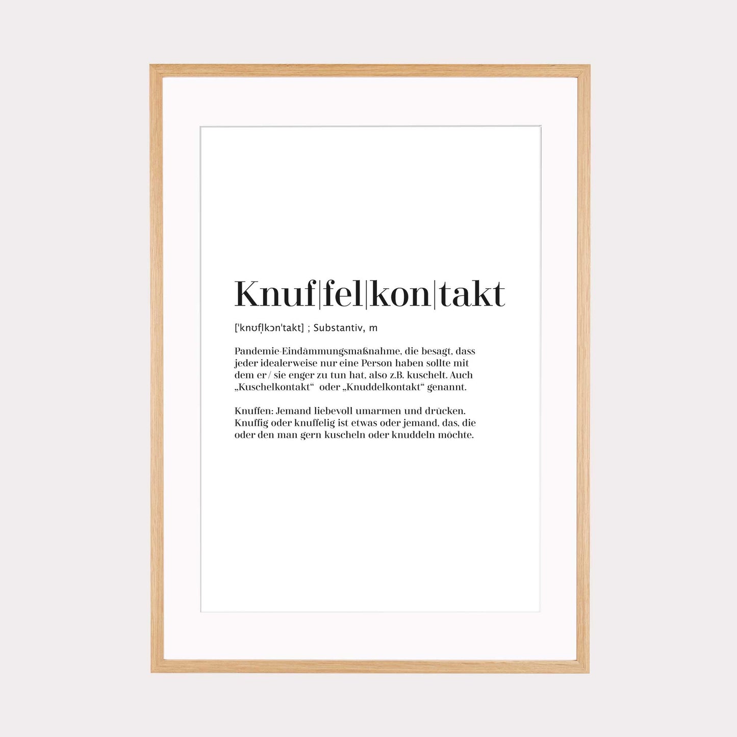 Art Print | Knuffelkontakt - Worterklärung Definition à la Duden