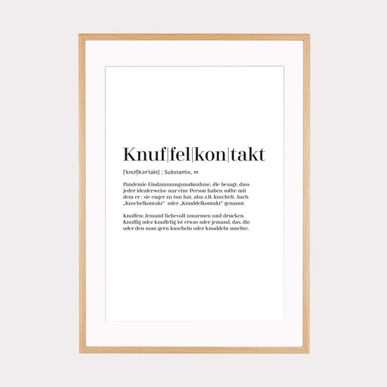 Art Print | Knuffelkontakt - Worterklärung Definition à la Duden