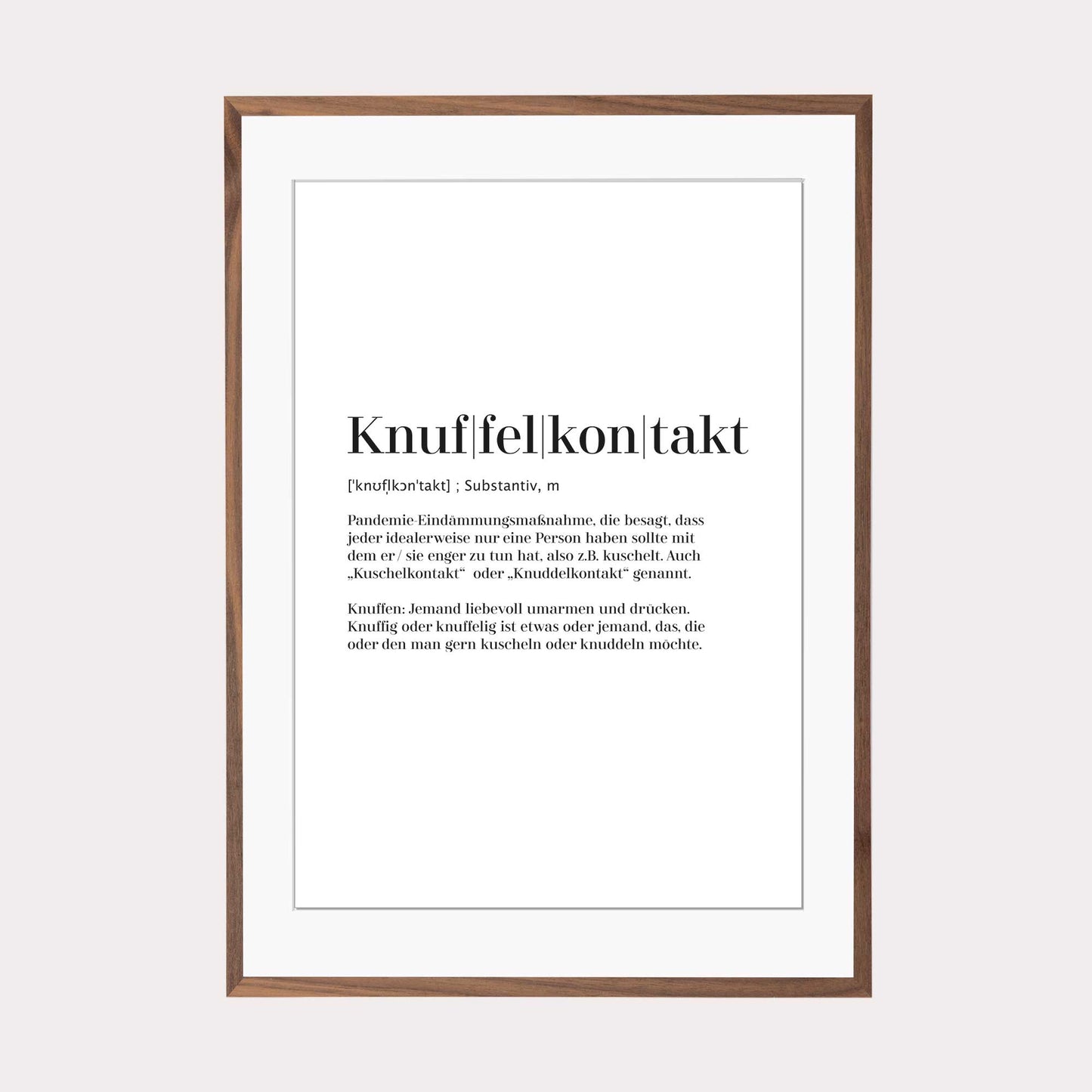 Art Print | Knuffelkontakt - Worterklärung Definition à la Duden