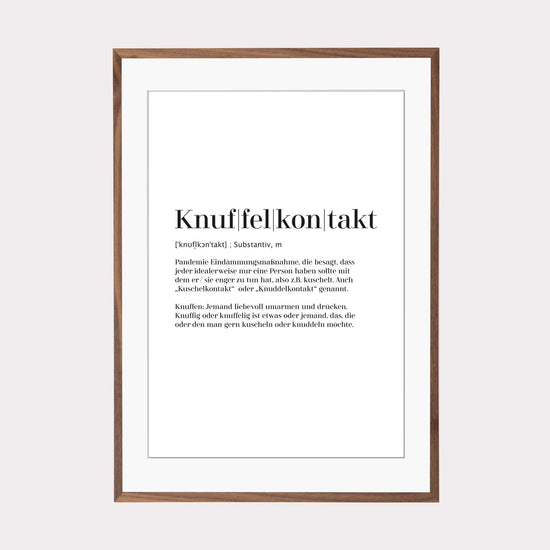 Art Print | Knuffelkontakt - Worterklärung Definition à la Duden