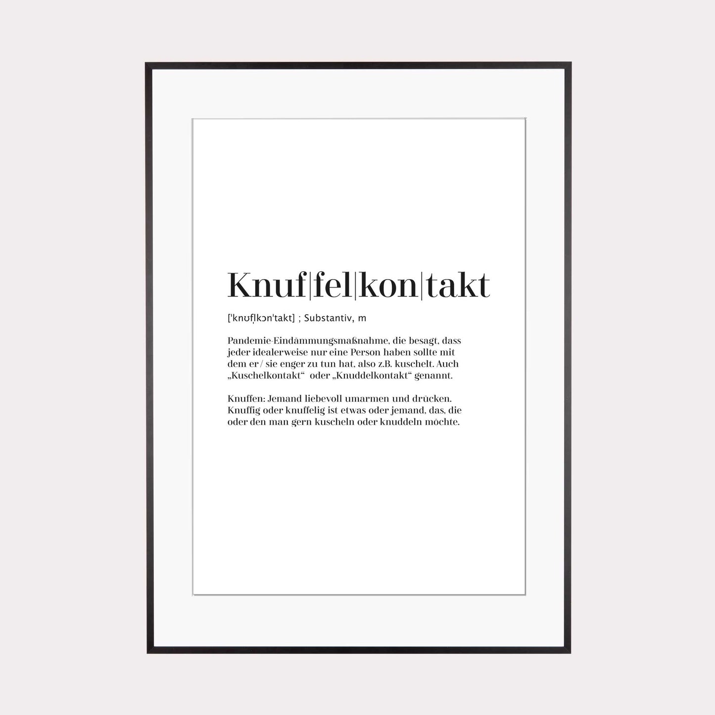Art Print | Knuffelkontakt - Worterklärung Definition à la Duden