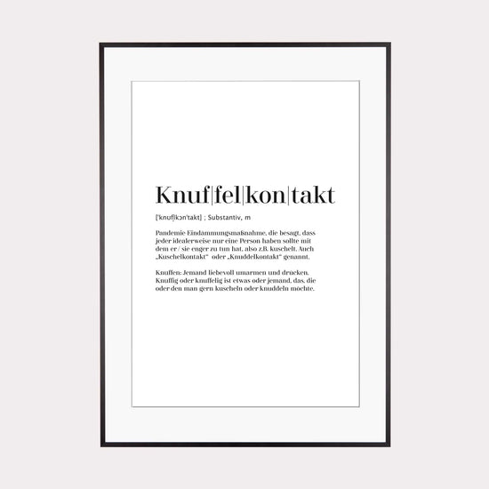 Art Print | Knuffelkontakt - Worterklärung Definition à la Duden