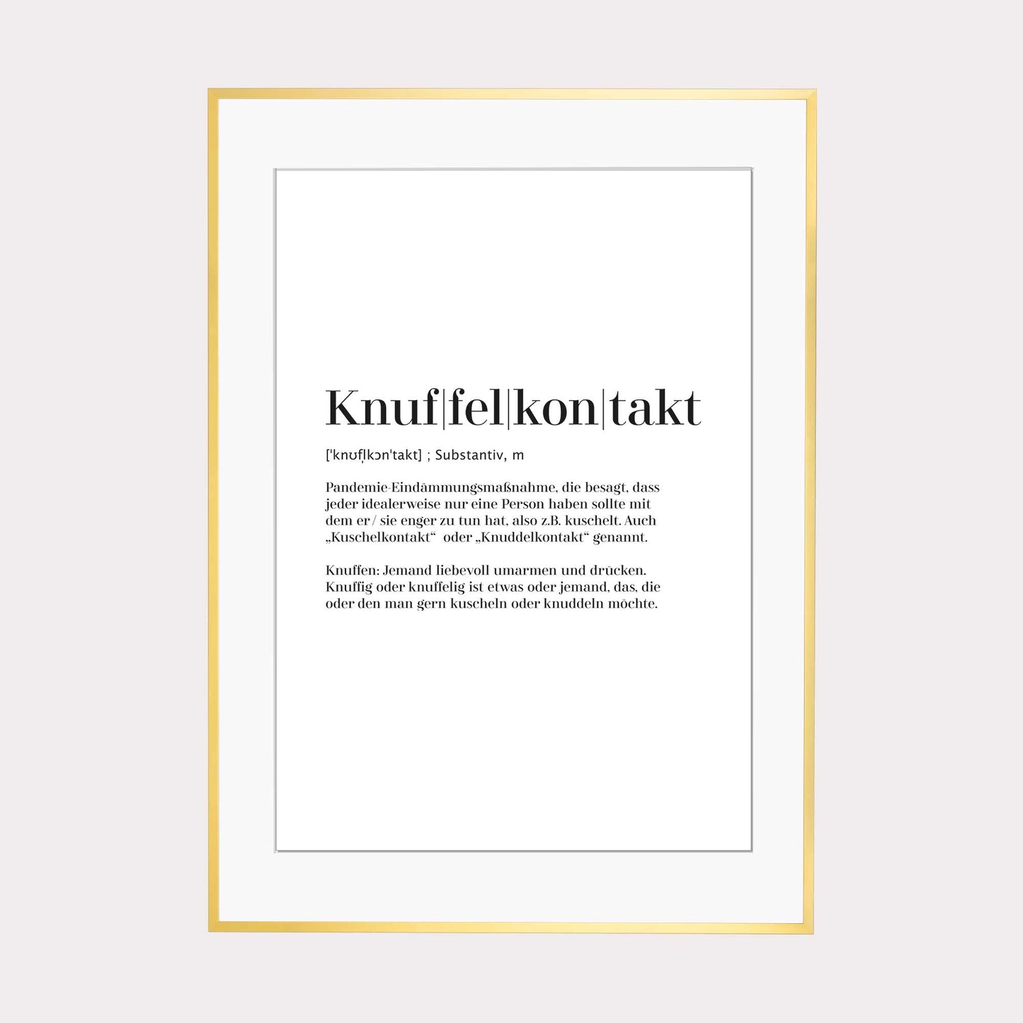 Art Print | Knuffelkontakt - Worterklärung Definition à la Duden