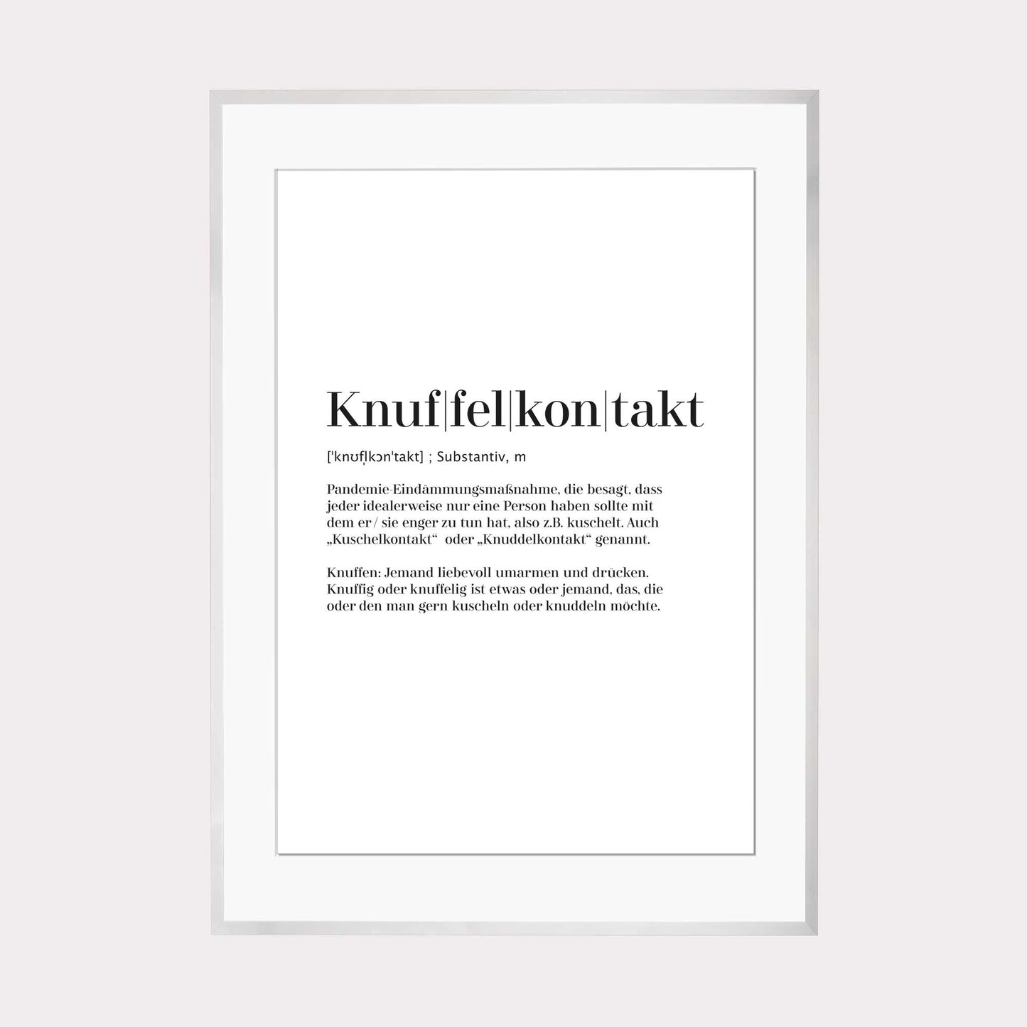 Art Print | Knuffelkontakt - Worterklärung Definition à la Duden