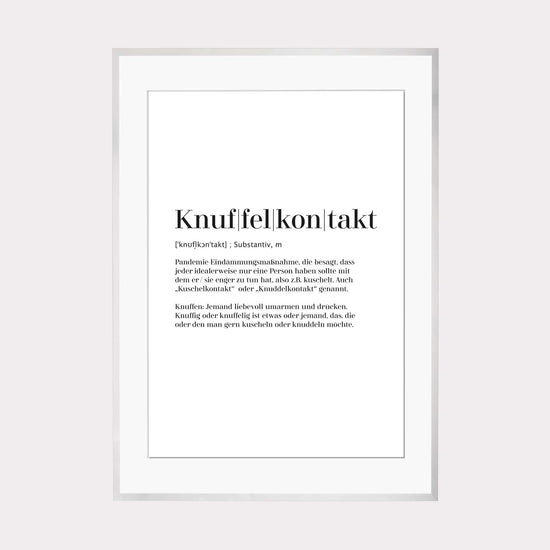 Art Print | Knuffelkontakt - Worterklärung Definition à la Duden