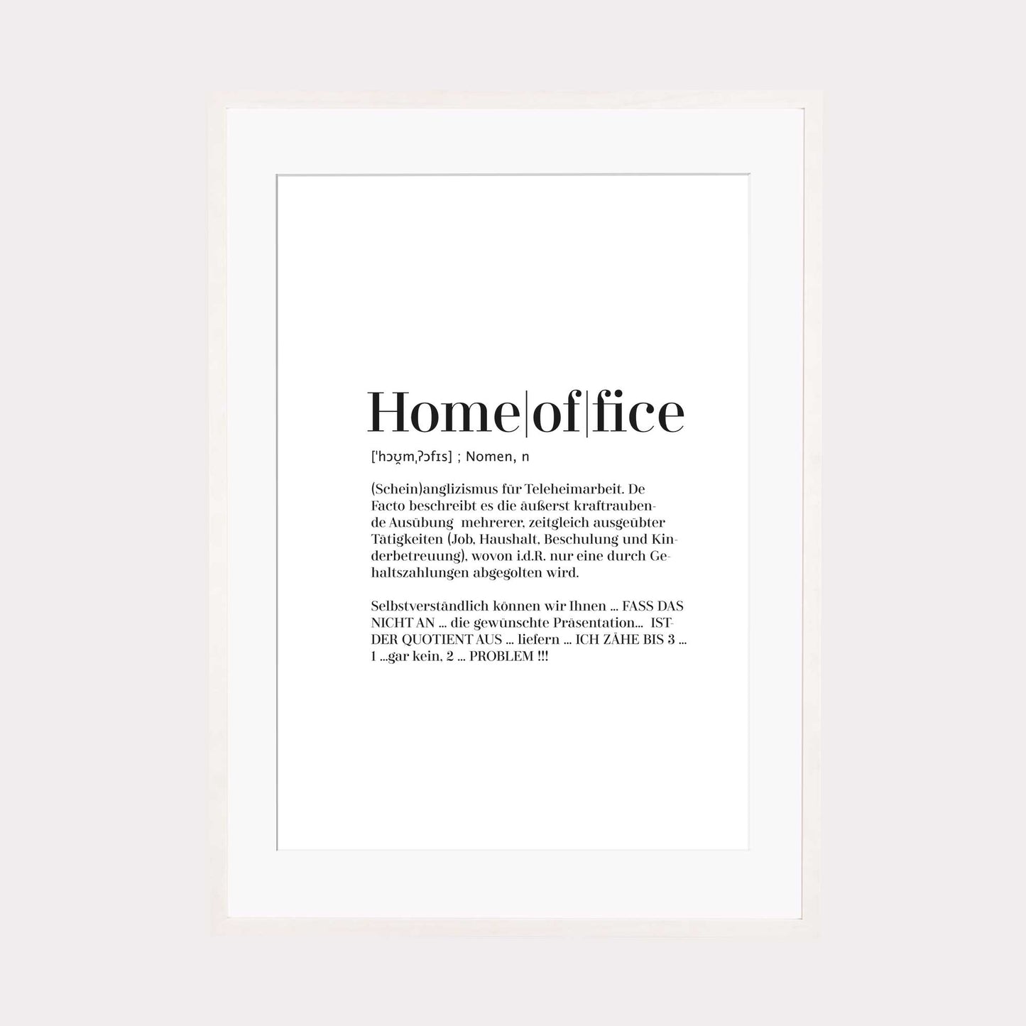 Art Print | Homeoffice - Worterklärung Definition à la Duden