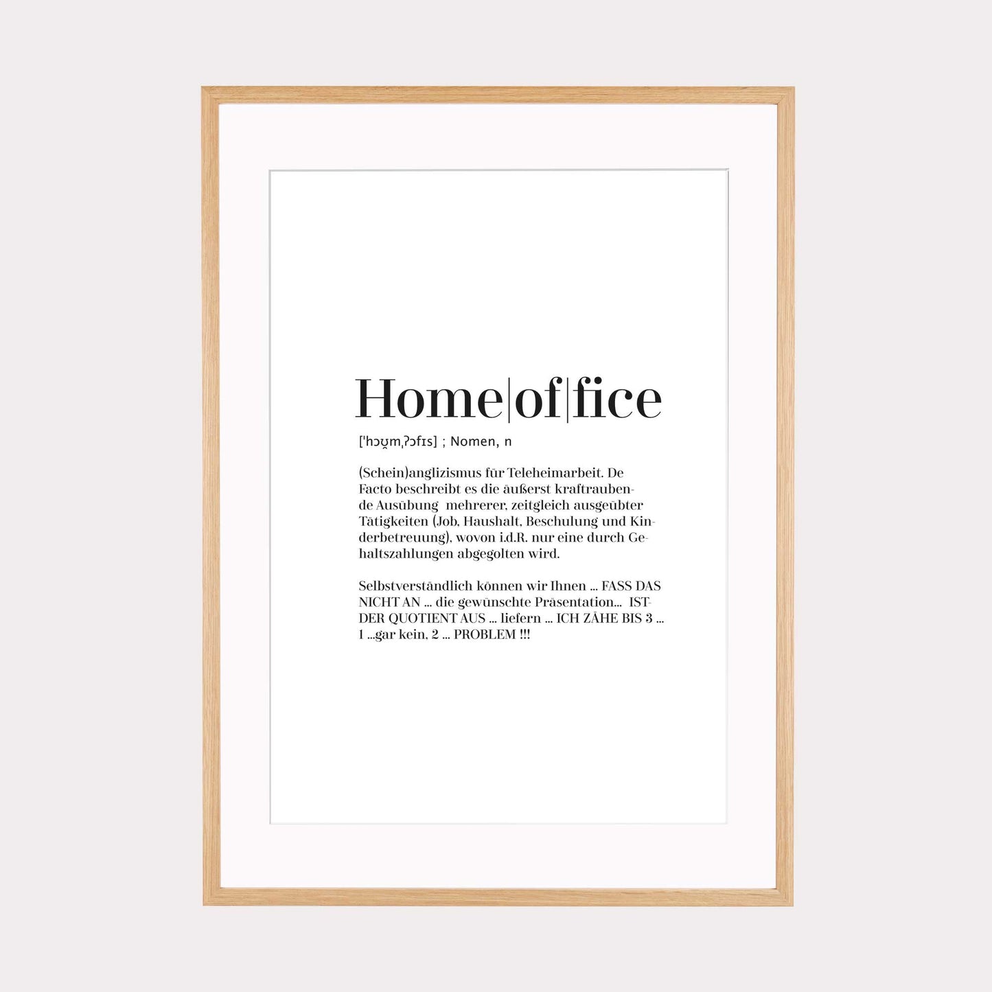 Art Print | Homeoffice - Worterklärung Definition à la Duden