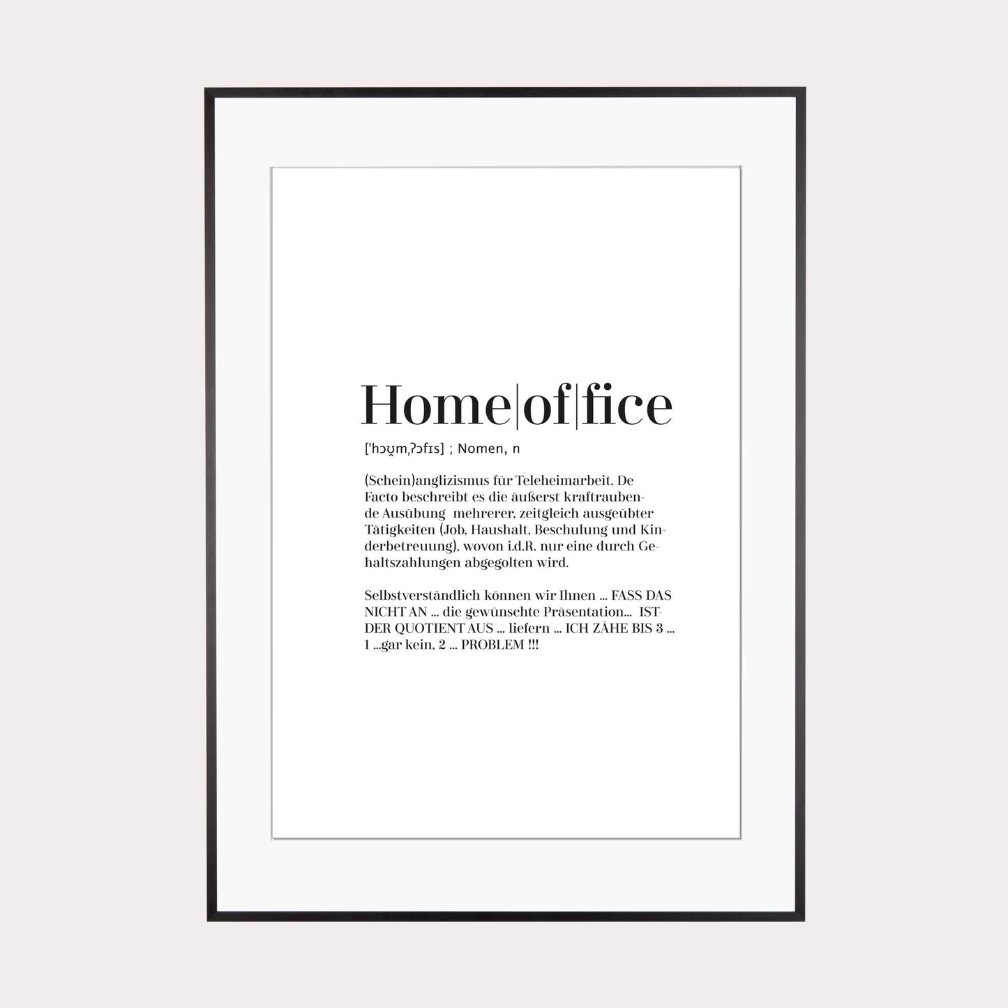 Art Print | Homeoffice - Worterklärung Definition à la Duden