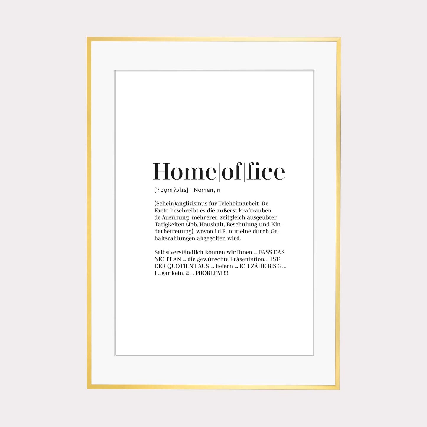 Art Print | Homeoffice - Worterklärung Definition à la Duden