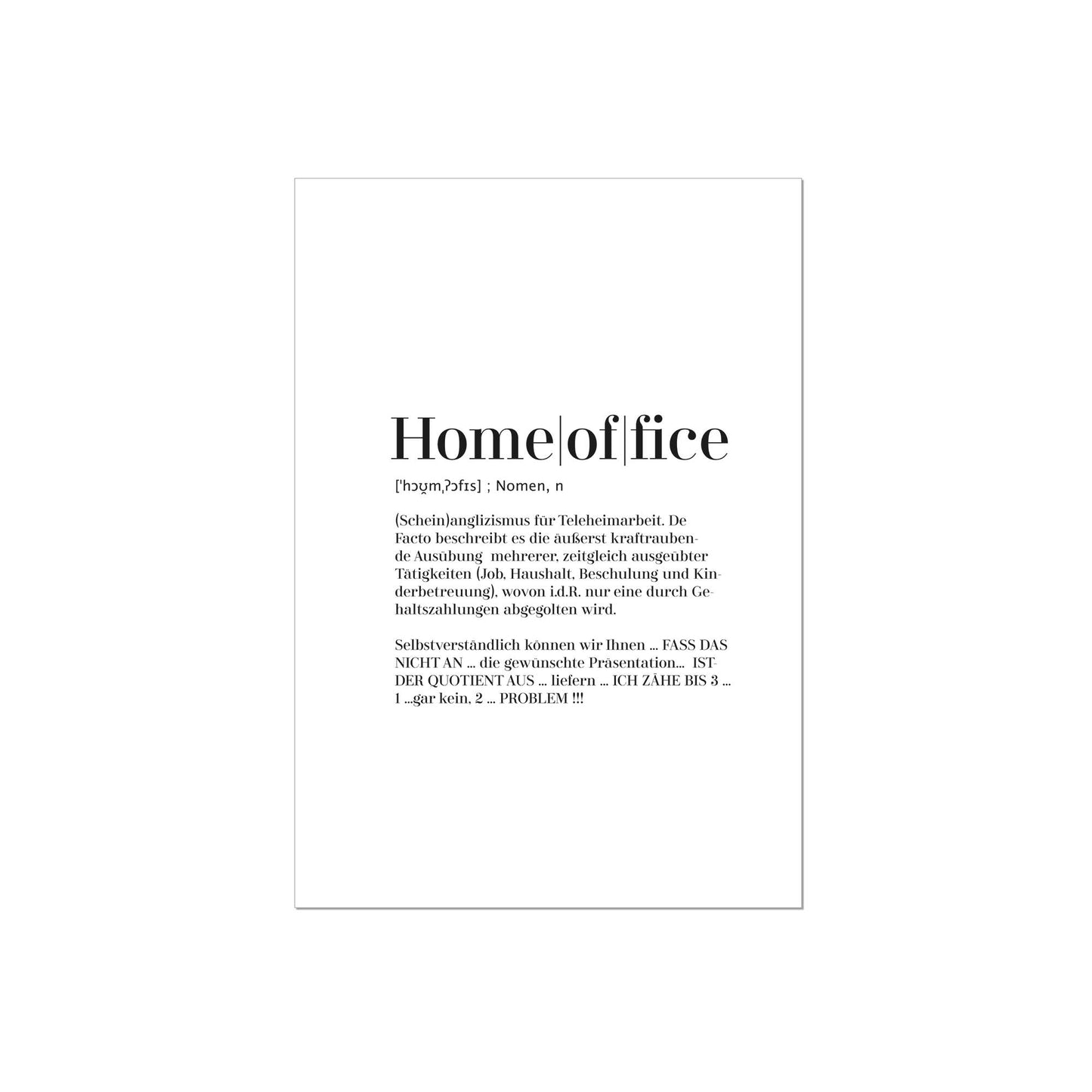 Art Print | Homeoffice - Worterklärung Definition à la Duden