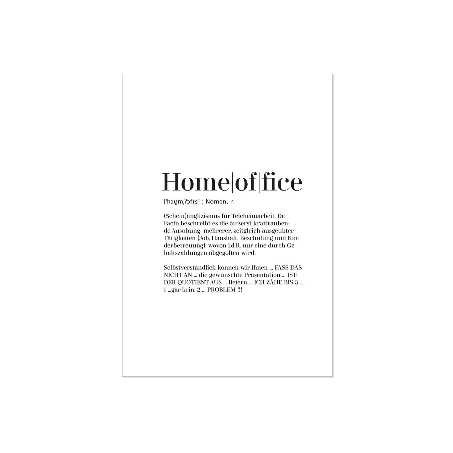 Art Print | Homeoffice - Worterklärung Definition à la Duden