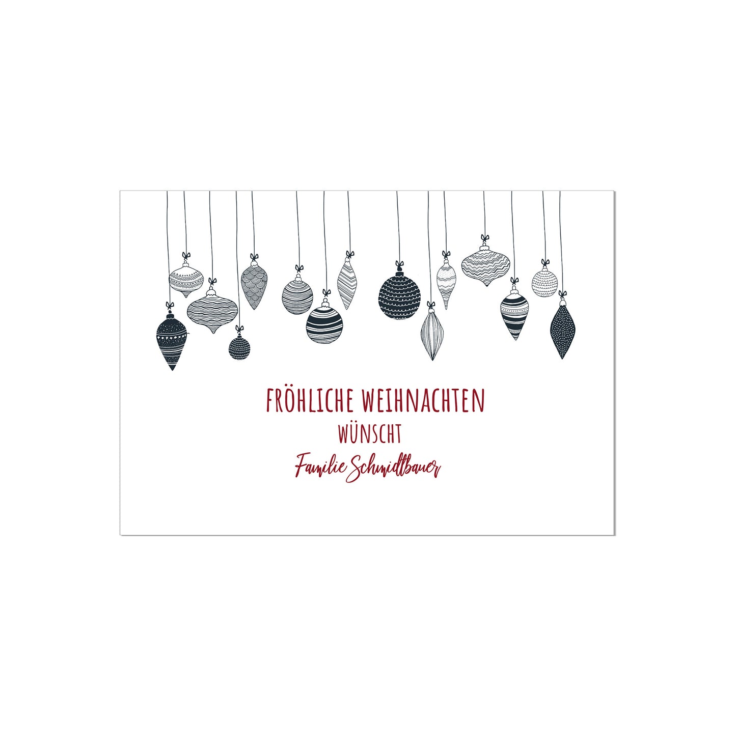 Art Card | Weihnachtskarte Weihnachtskugeln Querformat