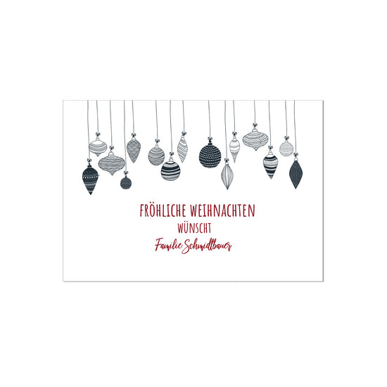 Art Card | Weihnachtskarte Weihnachtskugeln Querformat