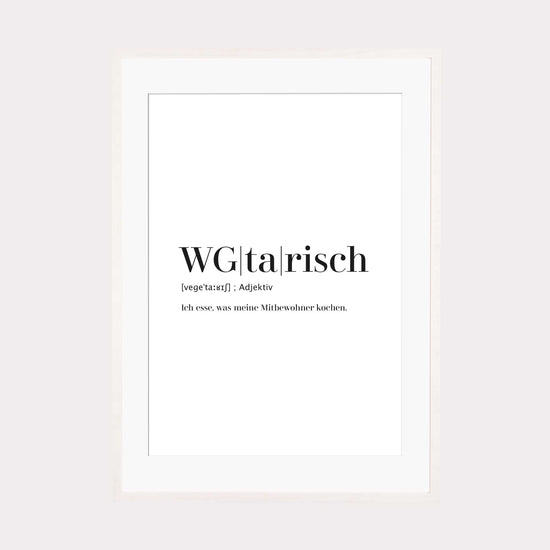 Art Print | WGtarisch - Worterklärung Definition à la Duden