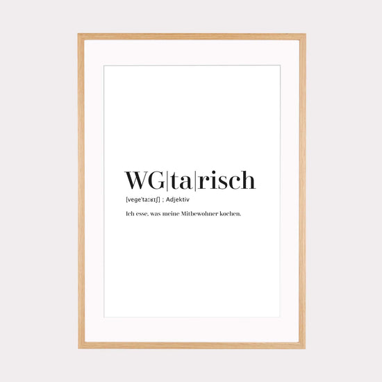 Art Print | WGtarisch - Worterklärung Definition à la Duden