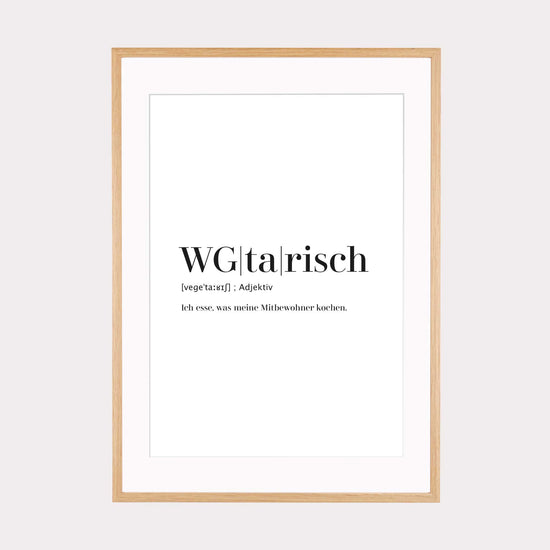 Art Print | WGtarisch - Worterklärung Definition à la Duden