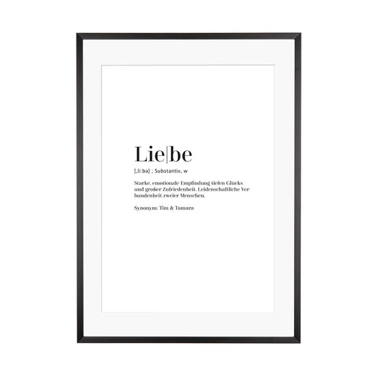 Art Print | Liebe - Worterklärung Definition à la Duden