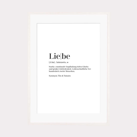 Art Print | Liebe - Worterklärung Definition à la Duden